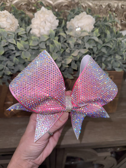 Full Bling Ombre Cheer Bow: 5K Individual SS10 Rhinestones, Competition All-Star Sparkle Bow