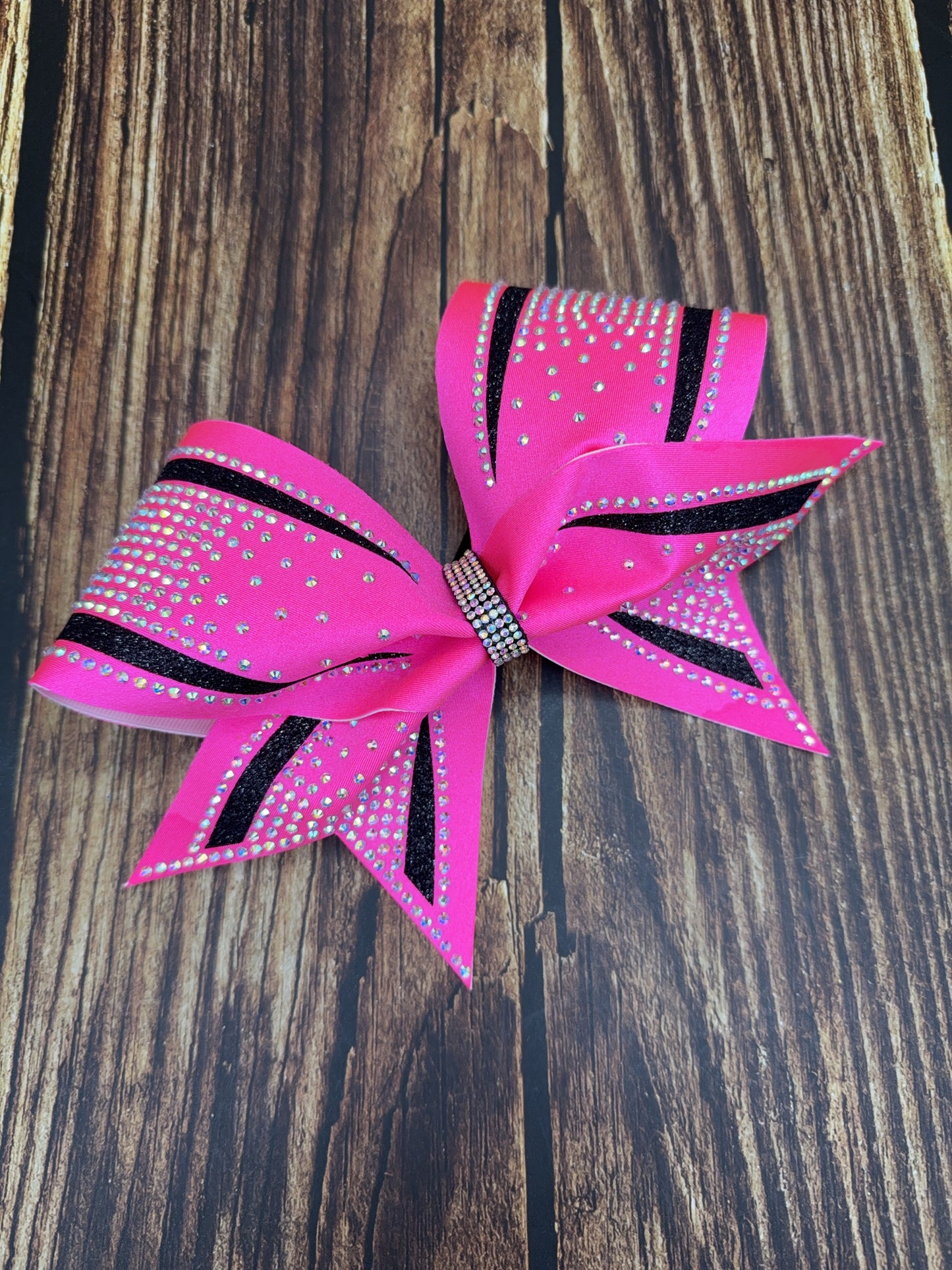 The August Cheer Bow – Satin Competition Hair Bow with Rhinestones