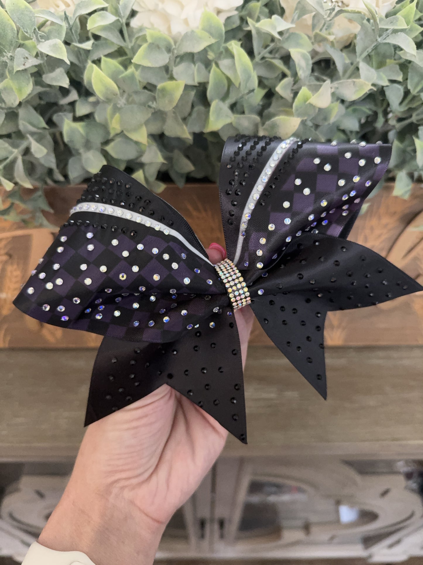 The Sabine Cheer Bow – Satin Competition Hair Bow with Rhinestones