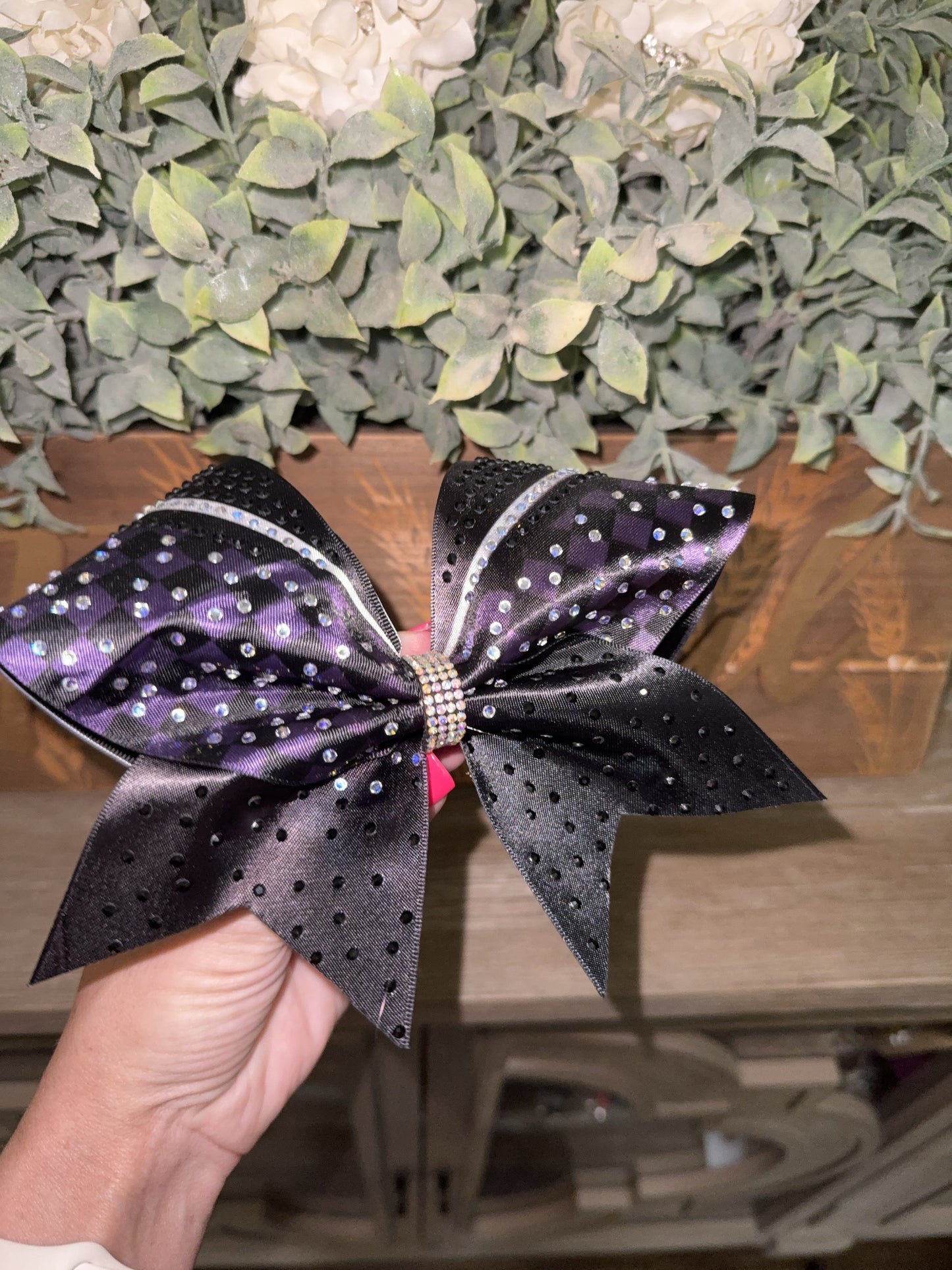 The Sabine Cheer Bow – Satin Competition Hair Bow with Rhinestones