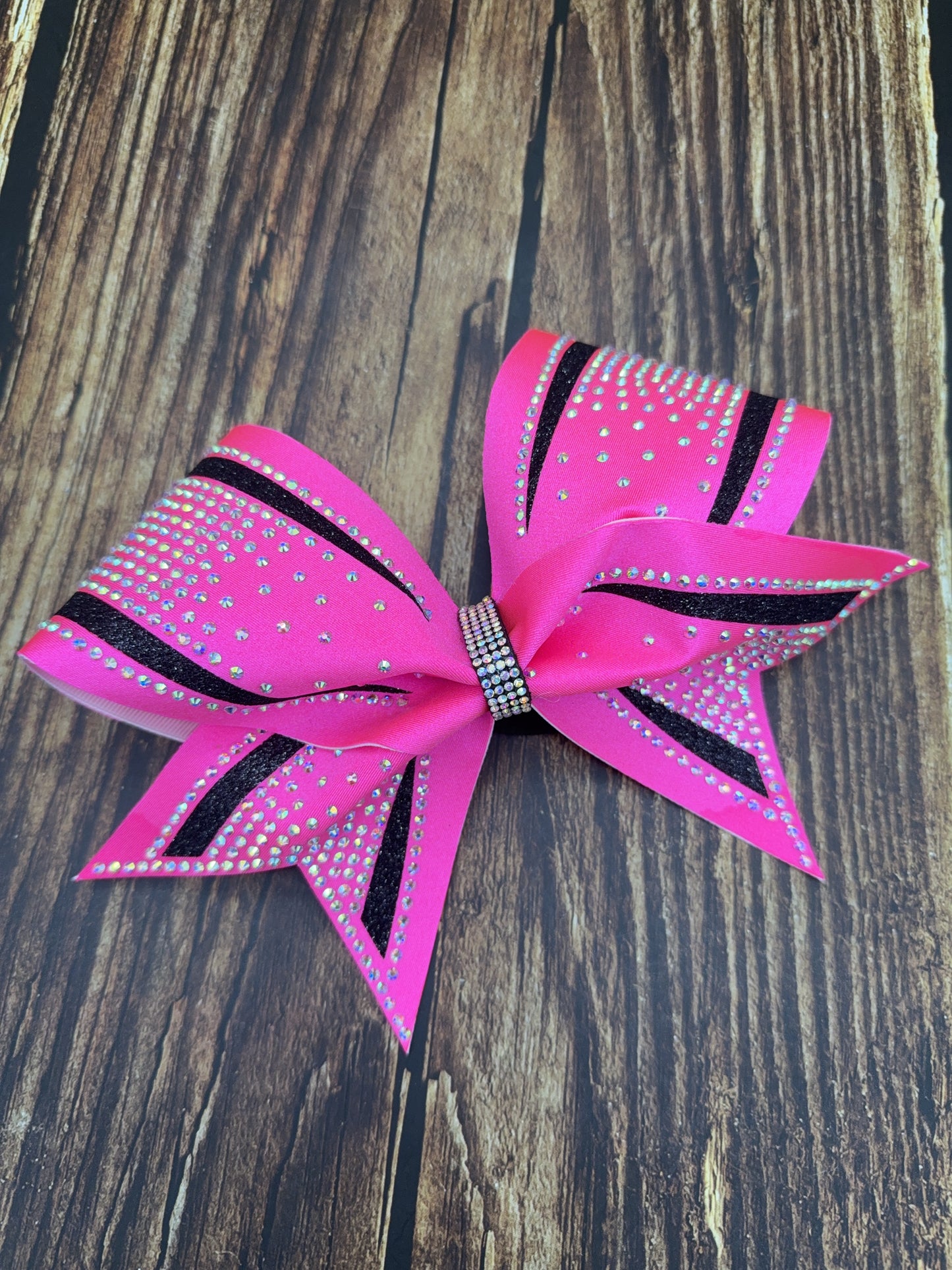 The August Cheer Bow – Satin Competition Hair Bow with Rhinestones