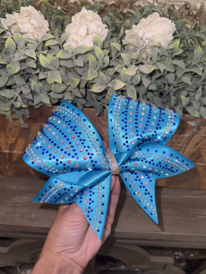 The Portia Cheer Bow – Satin Competition Hair Bow with 2 color Rhinestones