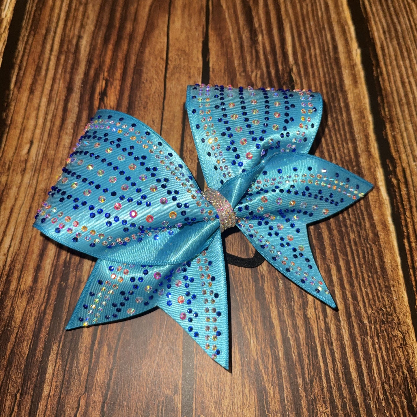 The Portia Cheer Bow – Satin Competition Hair Bow with 2 color Rhinestones