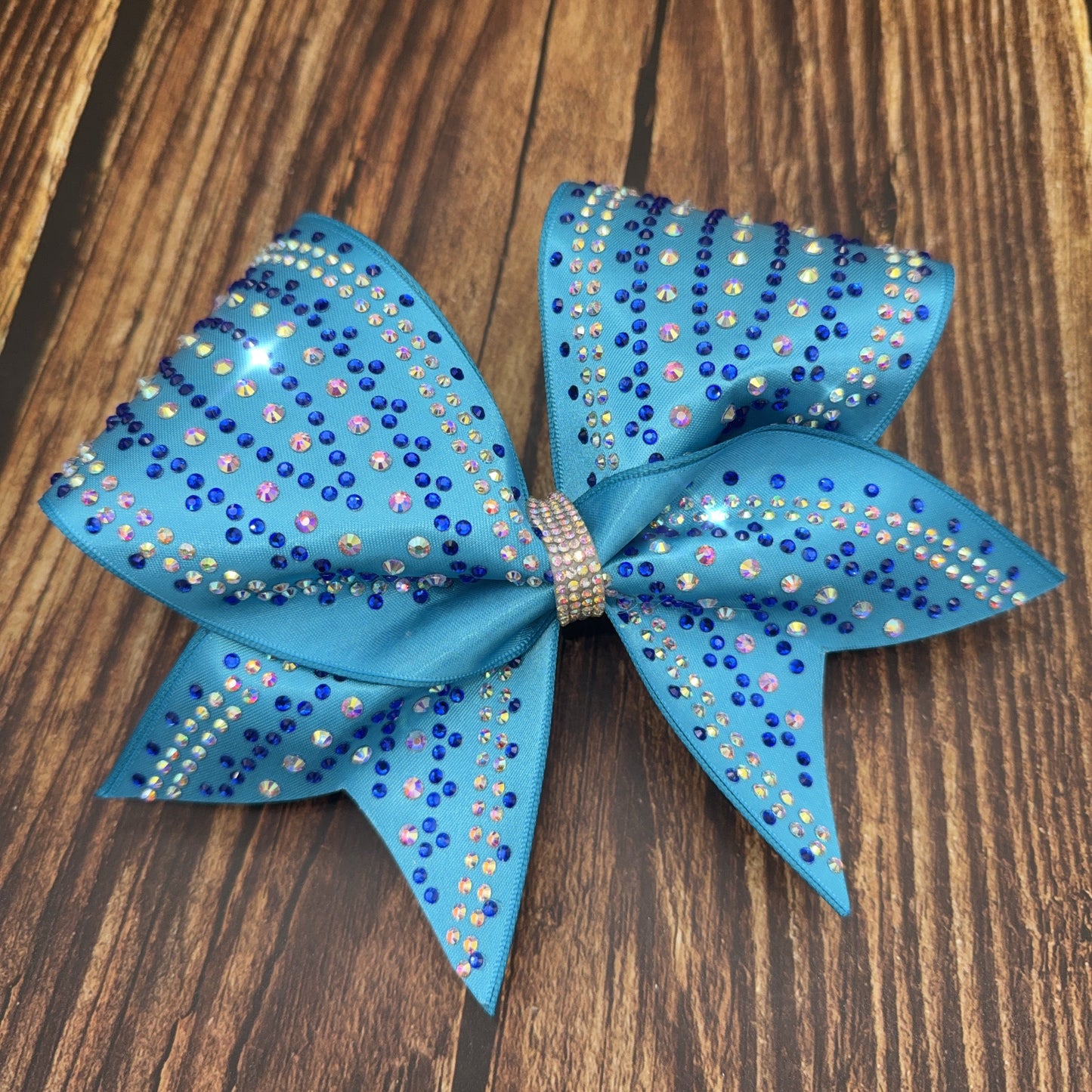 The Portia Cheer Bow – Satin Competition Hair Bow with 2 color Rhinestones