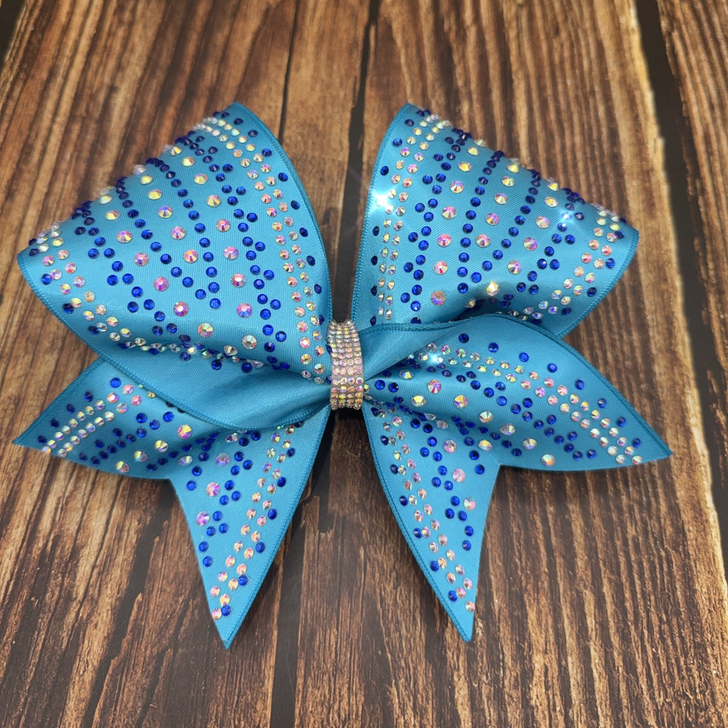 The Portia Cheer Bow – Satin Competition Hair Bow with 2 color Rhinestones