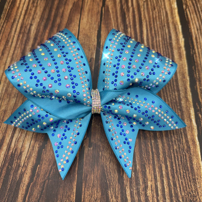 The Portia Cheer Bow – Satin Competition Hair Bow with 2 color Rhinestones