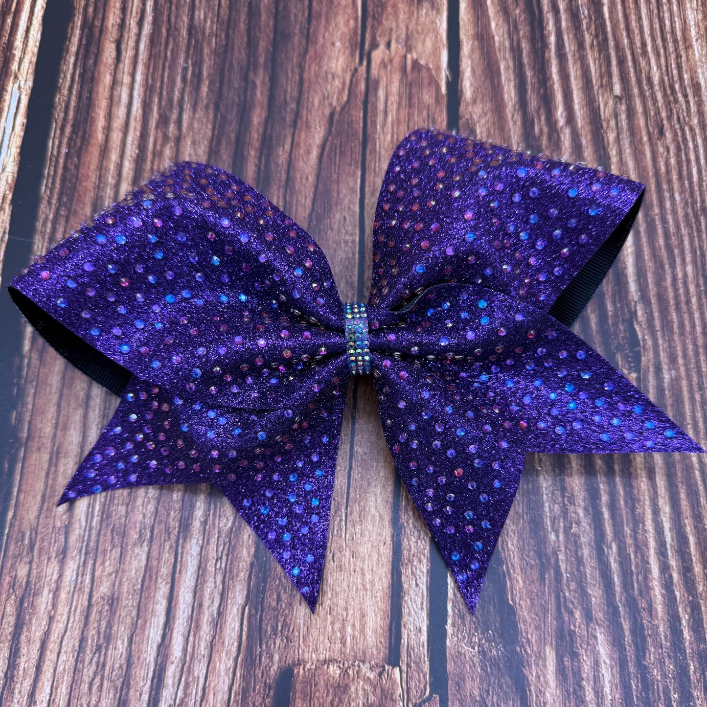 Purple Glitter Bow with Transparent AB Rhinestones