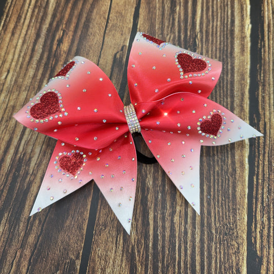Queen of Hearts Valentines Cheer Bow