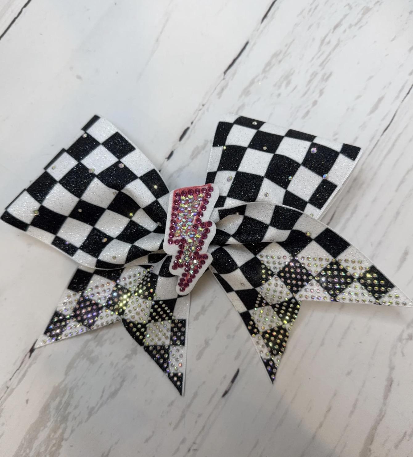Removable Rhinestone Cheer Bow Center: Glitter Lightning Bolt
