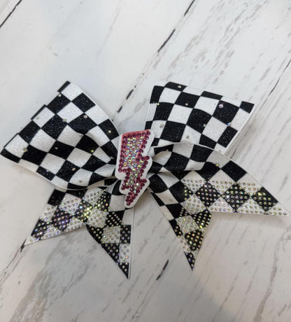Removable Rhinestone Cheer Bow Center: Glitter Lightning Bolt