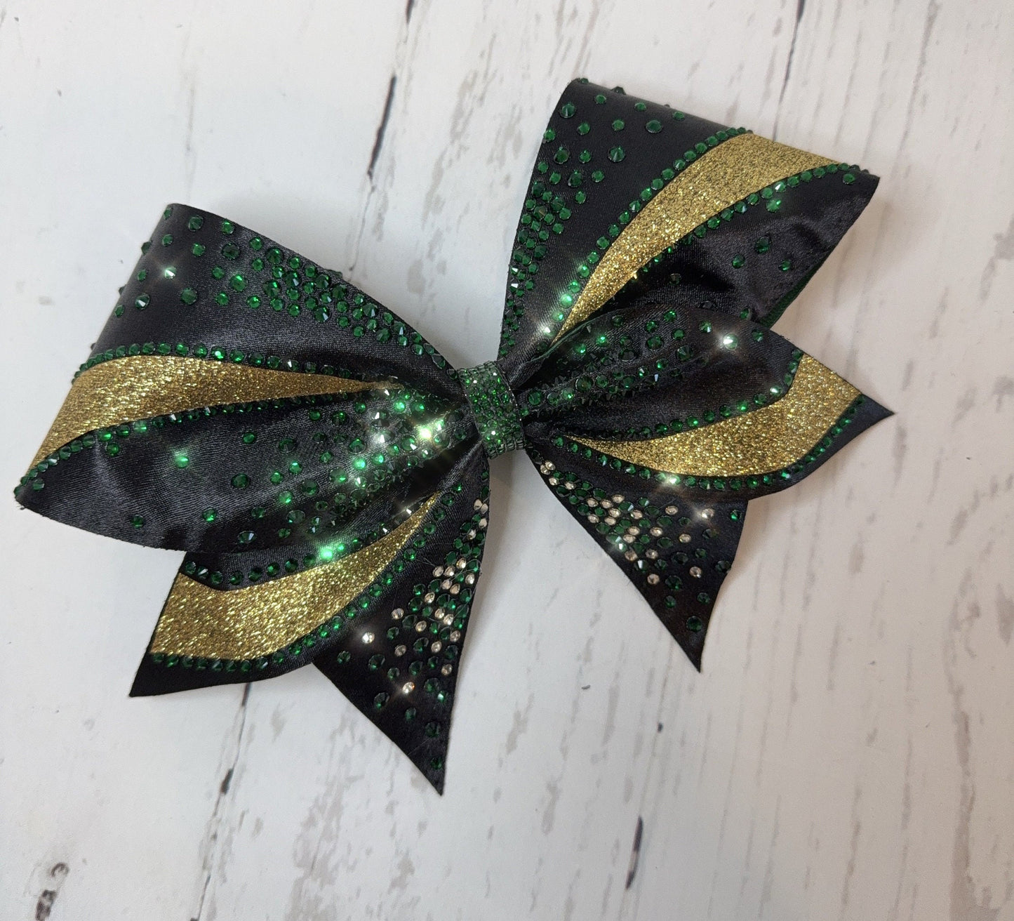 Glitter Rhinestone Cheer Bow: Full Satin Competition Hair Bow