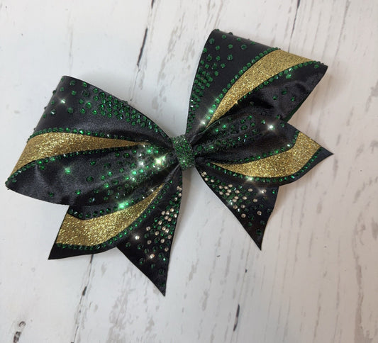 Glitter Rhinestone Cheer Bow: Full Satin Competition Hair Bow