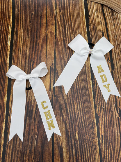 School Collegiate Cheer Bow with Long Tails 2.25 inch Ribbon | Custom Logo & Colors