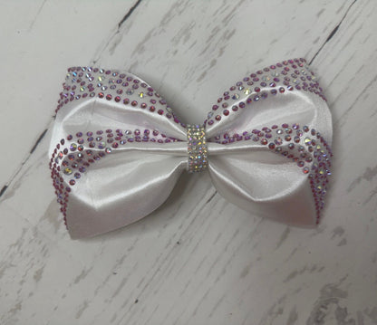 Satin Cheer Bow: Rhinestone Competition Hair Bow