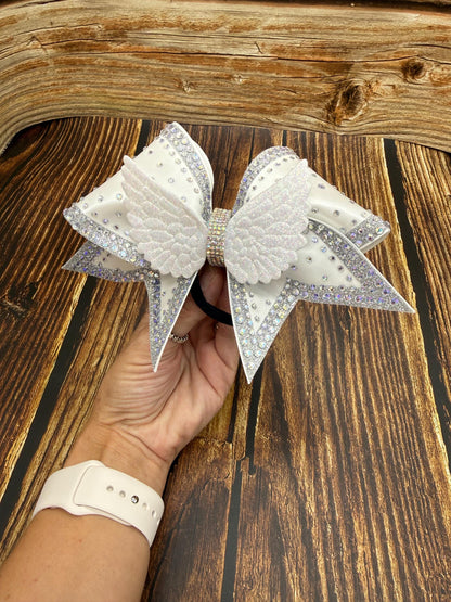 Angel Wings Rhinestone Cheer Bow: Satin Competition Hair Bow