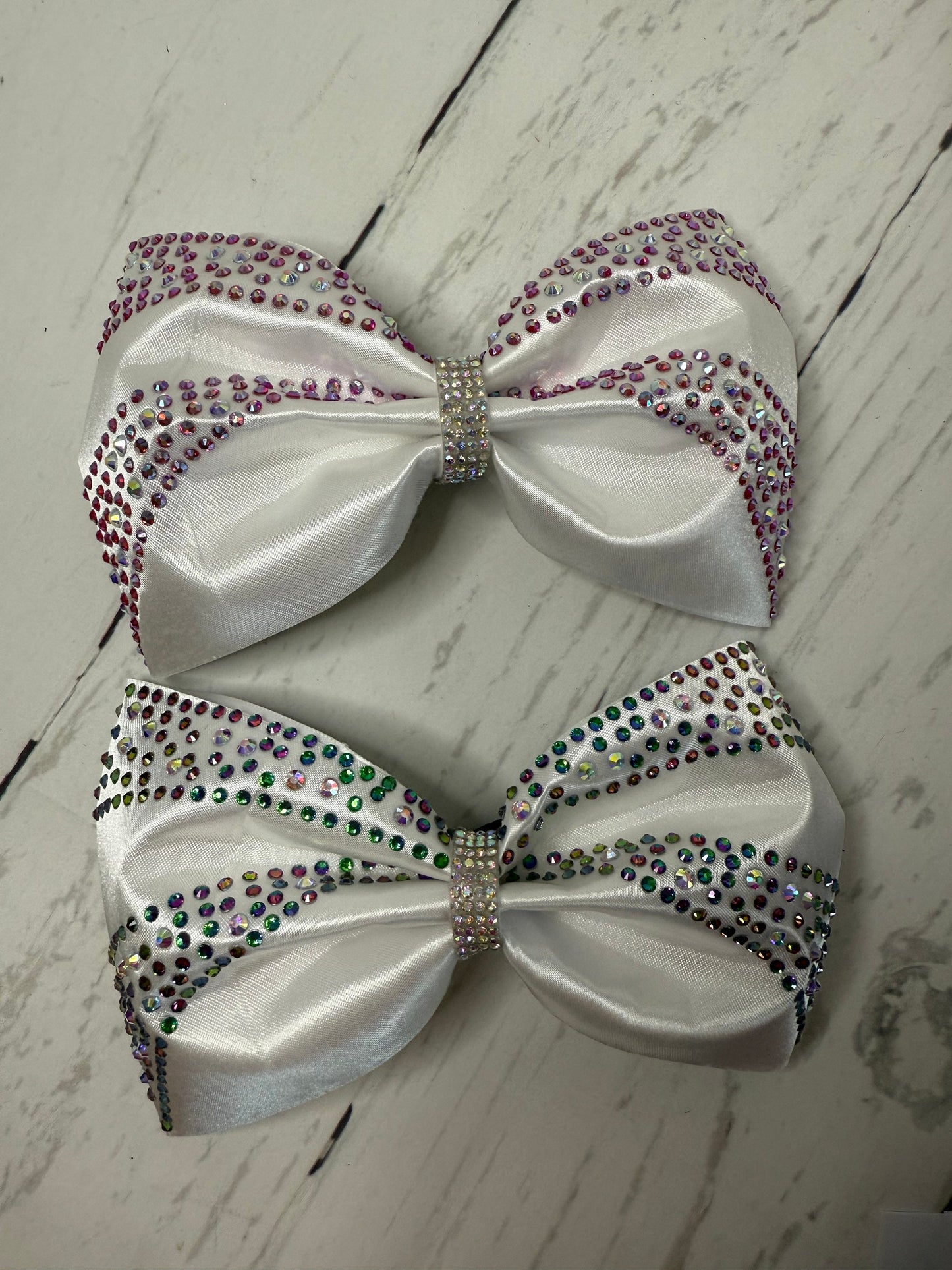 Satin Cheer Bow: Rhinestone Competition Hair Bow