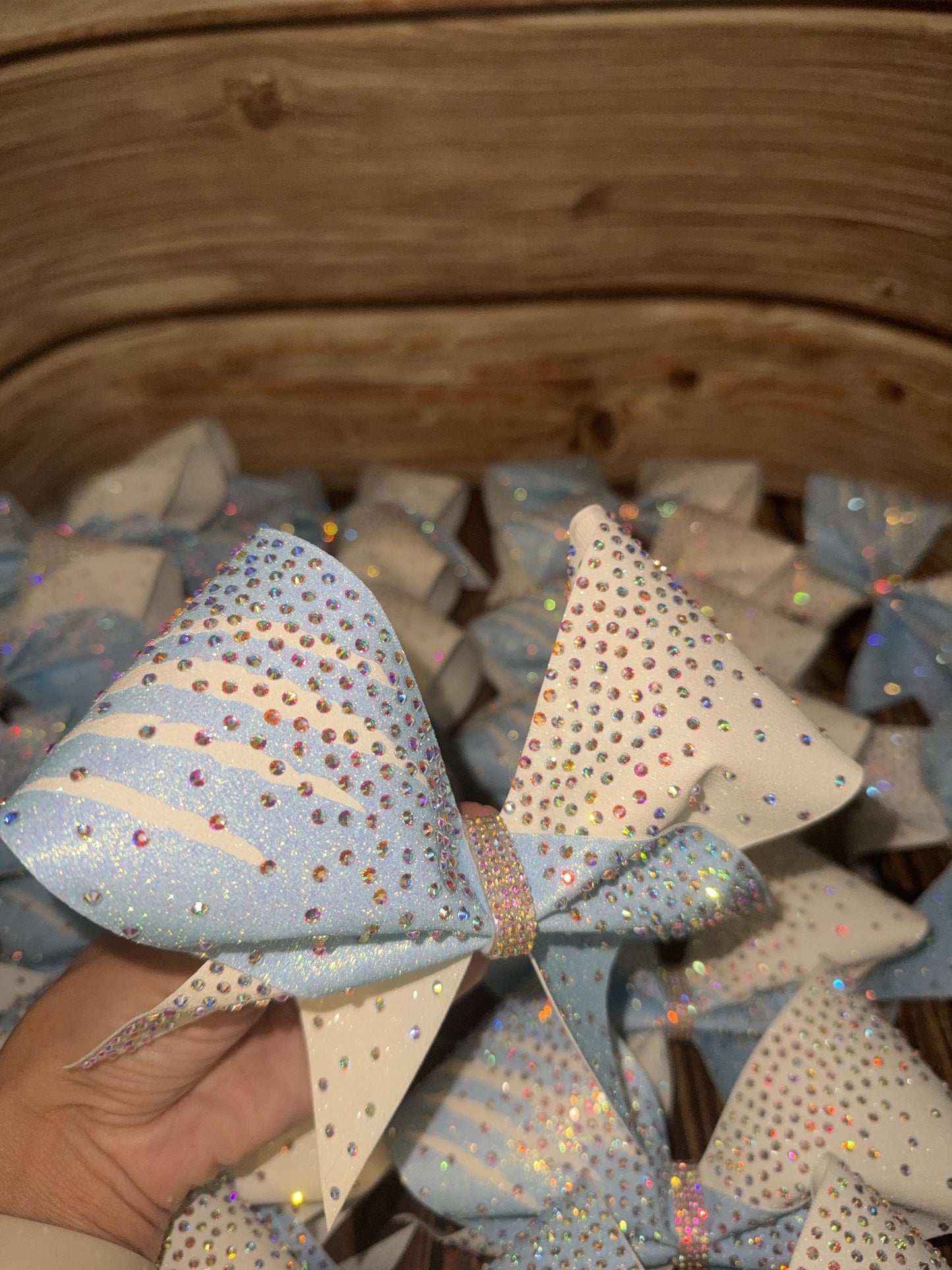 Claw Marks Side Scatter Glitter Cheer Bow: Rhinestone All-Star Competition Bow