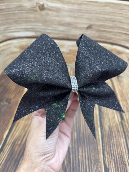 Black Glitter Cheer Bow - All-Star Competition Bow - Cheer Practice Bow