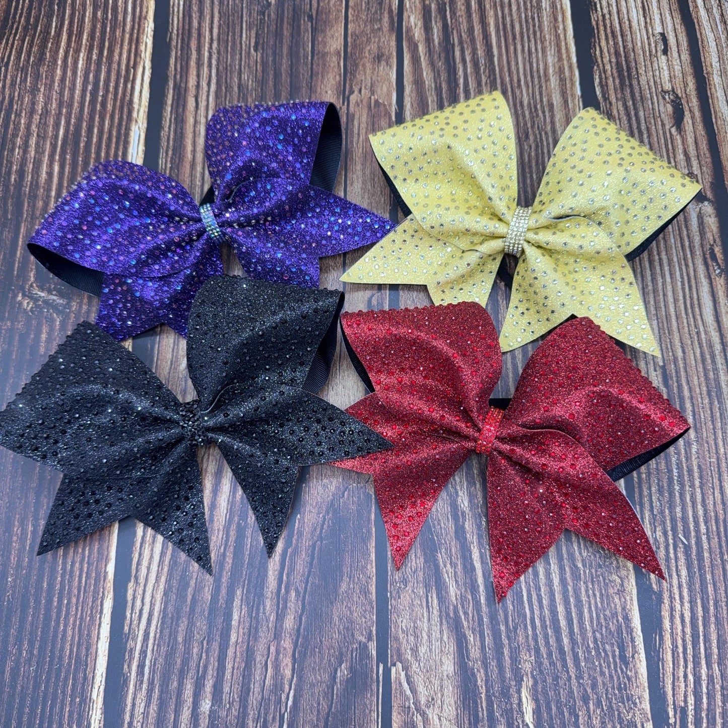 Purple Glitter Cheer Bow: Rhinestone All-Star Competition Bow
