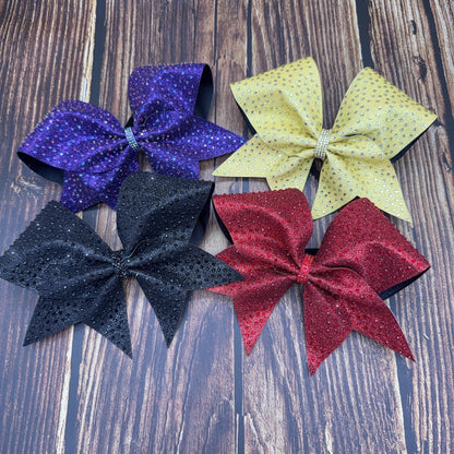 Purple Glitter Cheer Bow: Rhinestone All-Star Competition Bow