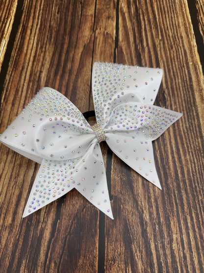 Side Scatter Satin Cheer Bow: Rhinestone All-Star Competition Bow