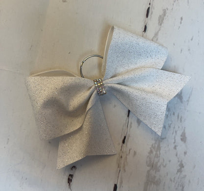 Glitter Cheer Bow Keychain: Rhinestone Cheerleading Gift