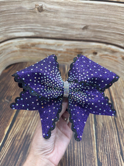 Scalloped Edge Full Size Cheer Bow: Rhinestone All-Star Competition Bow