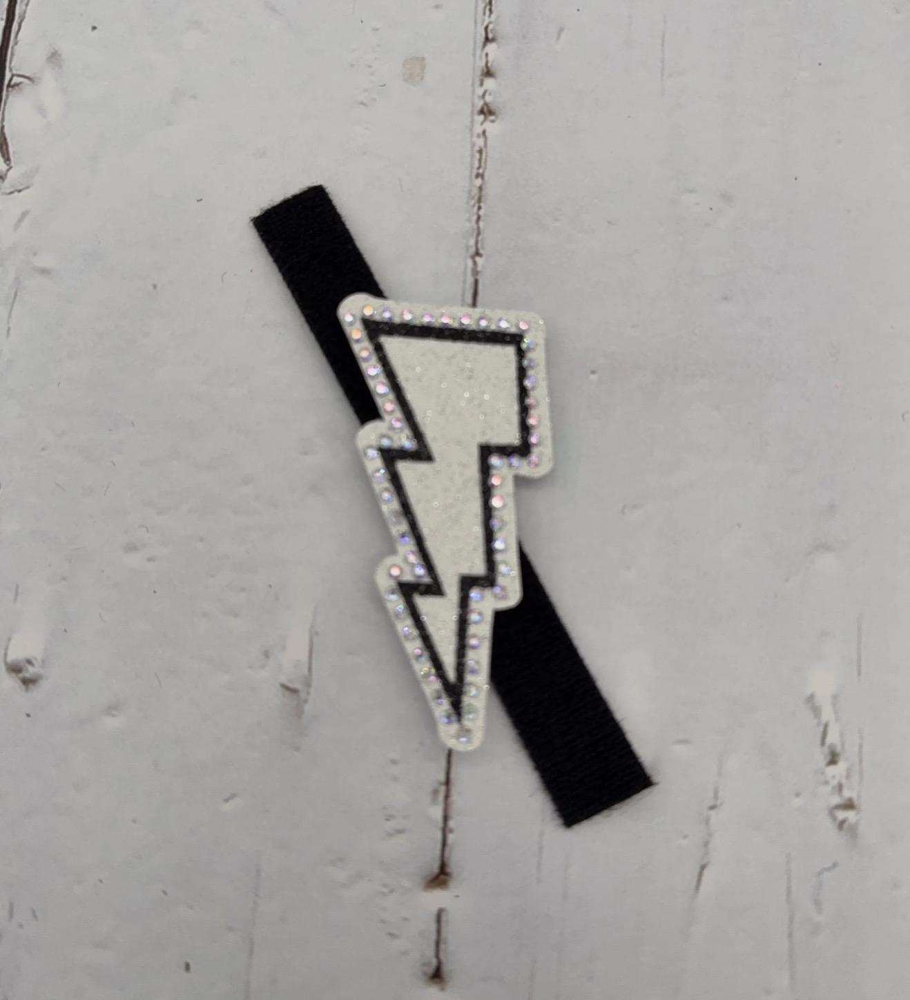 Removable Rhinestone Cheer Bow Center: Glitter Lightning Bolt