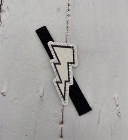 Removable Rhinestone Cheer Bow Center: Glitter Lightning Bolt