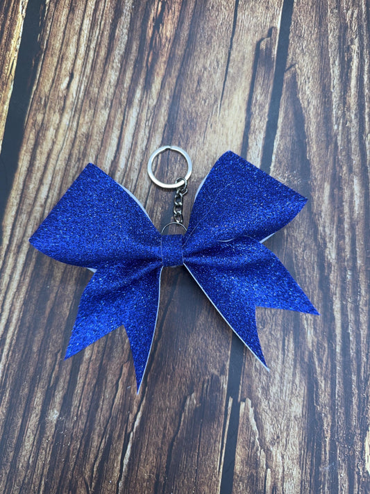Glitter Cheer Bow Keychain: Rhinestone Cheerleading Gift