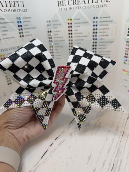 Checkered Cheer Bow – Black and White Competition or Practice Bow