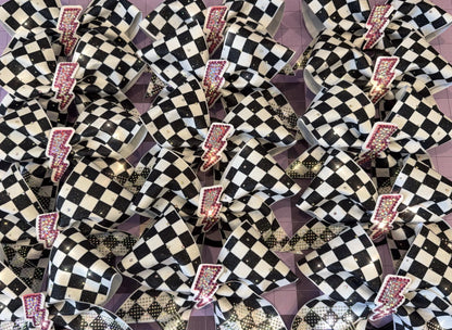 Checkered Cheer Bow – Black and White Competition or Practice Bow