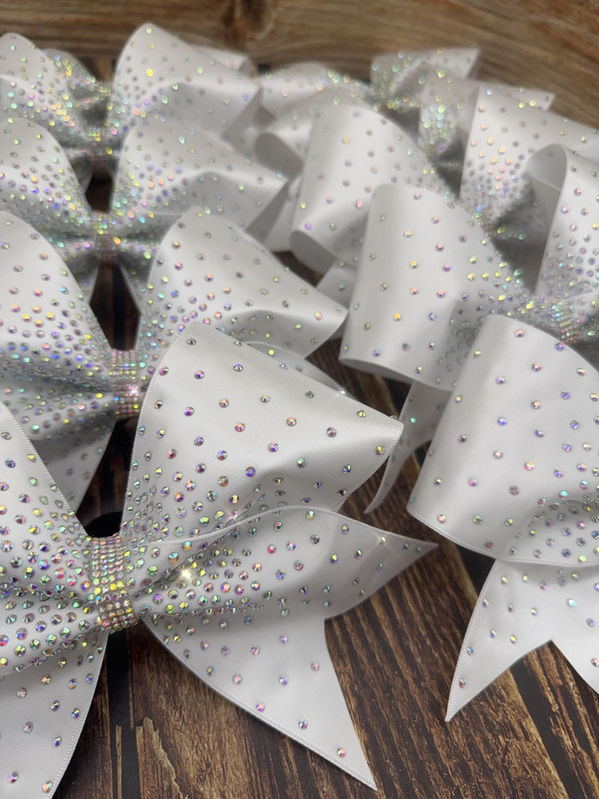 Center Burst Satin Cheer Bow: Rhinestone All-Star Competition Bow