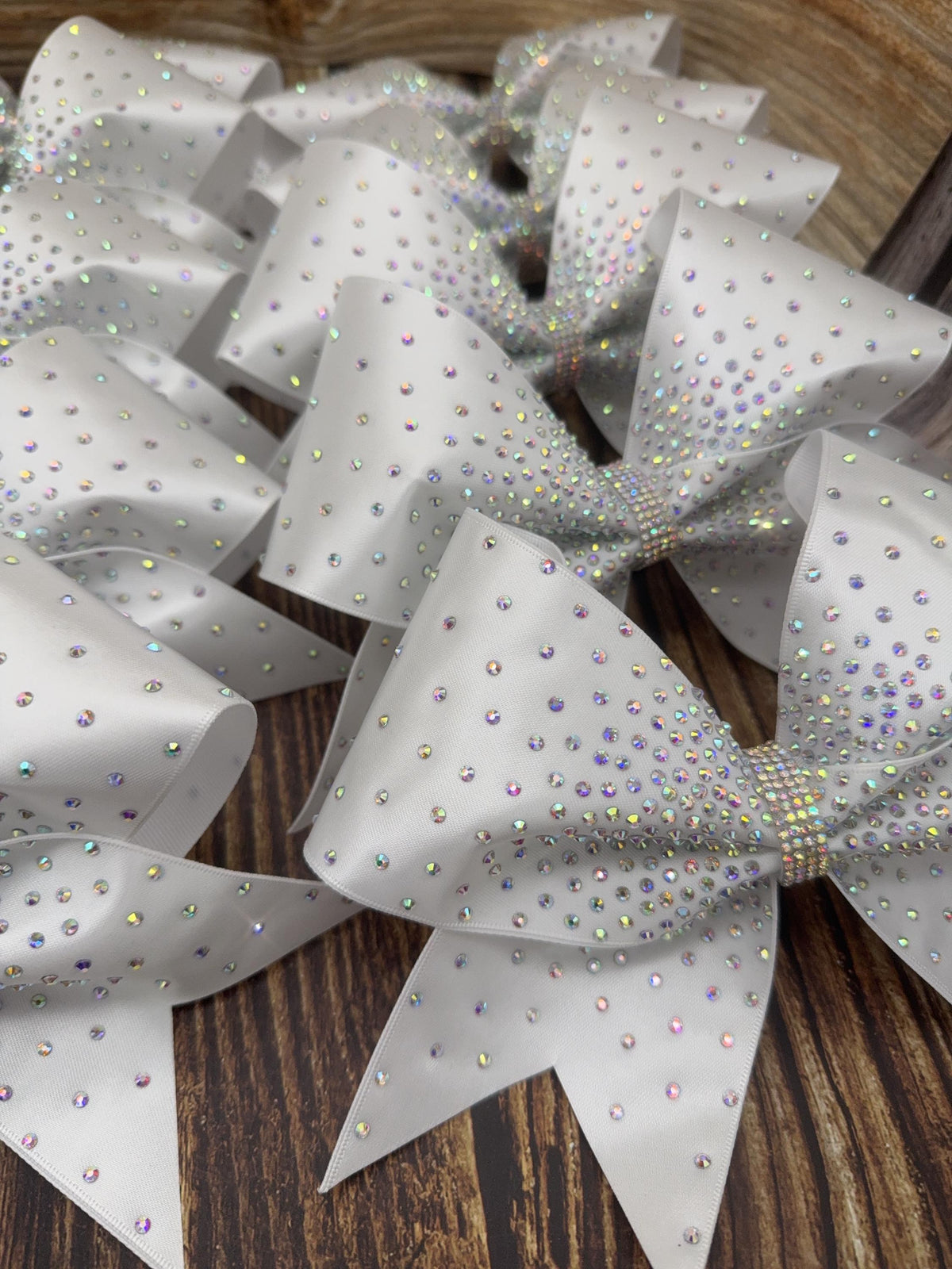 Center Burst Satin Cheer Bow: Rhinestone All-Star Competition Bow