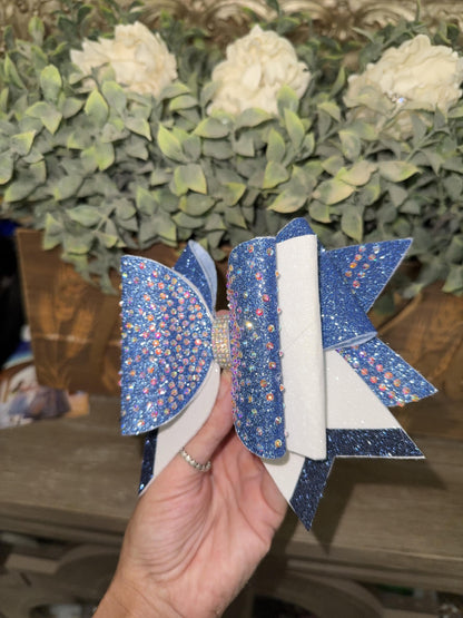 Large 5 tier 7" Glitter Cheer Bow with Center Scatter – Rhinestone Dolly Bow