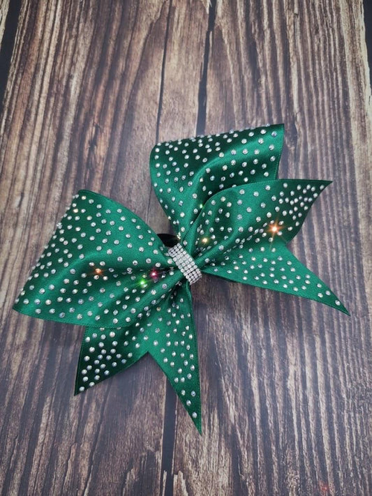 Full Scatter Satin Cheer Bow: Rhinestone All-Star Competition Hair Bow
