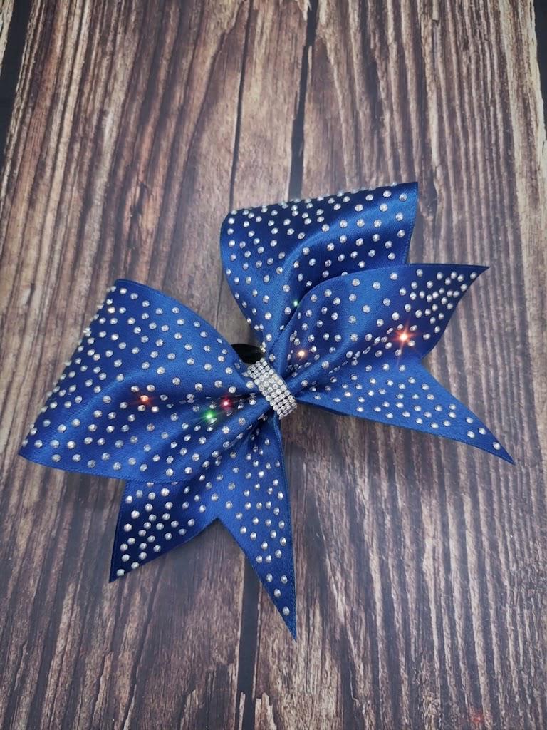 Full Scatter Satin Cheer Bow: Rhinestone All-Star Competition Hair Bow