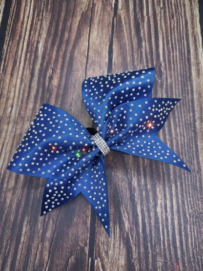 Full Scatter Satin Cheer Bow: Rhinestone All-Star Competition Hair Bow