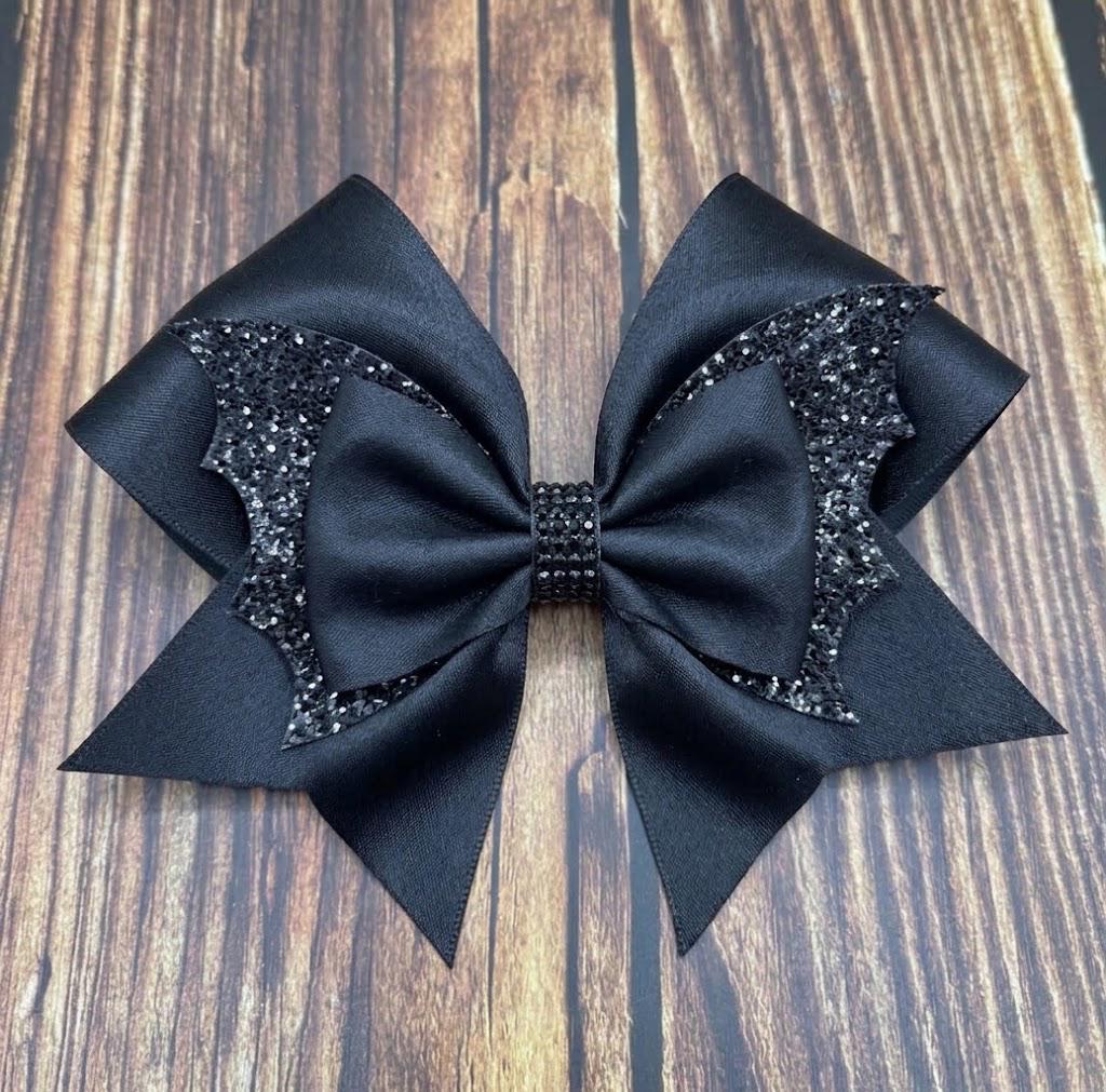 Halloween Bat Wings Cheer Bow with Rhinestone Center