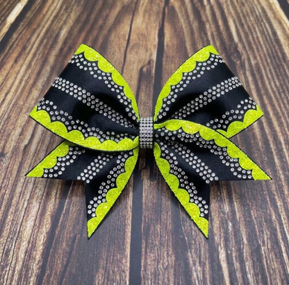 Inverted Scallop Edge Cheer Bow: Rhinestone All-Star Competition Bow