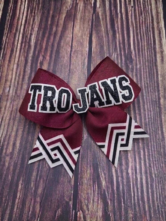 Double Chevron Cheer Bow with Team Name | Custom School Cheerleader Bow
