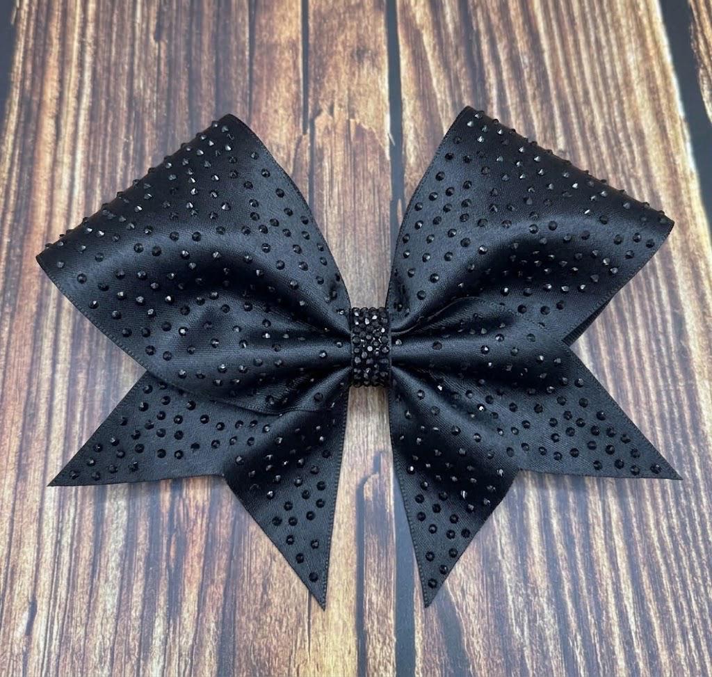 Full Scatter Satin Cheer Bow: Rhinestone All-Star Competition Hair Bow