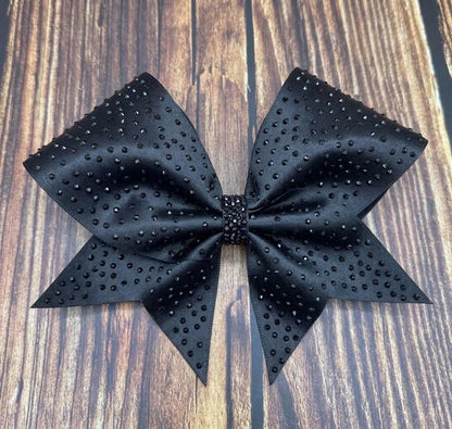 Full Scatter Satin Cheer Bow: Rhinestone All-Star Competition Hair Bow