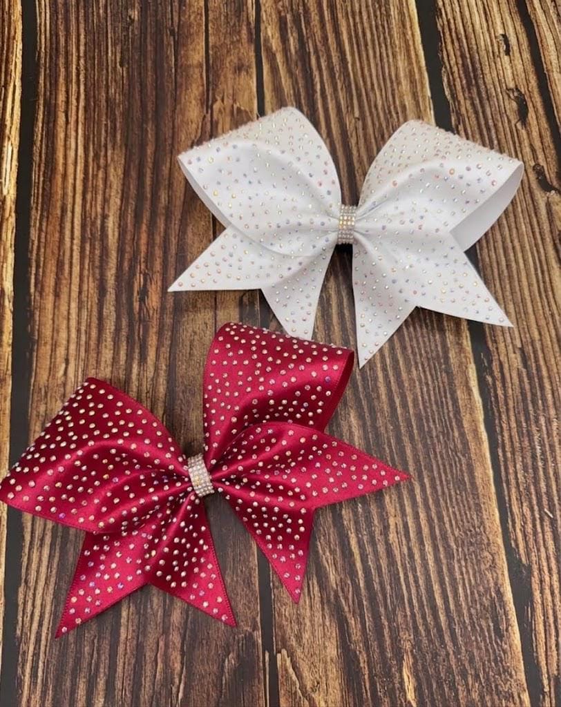 Full Scatter Satin Cheer Bow: Rhinestone All-Star Competition Hair Bow