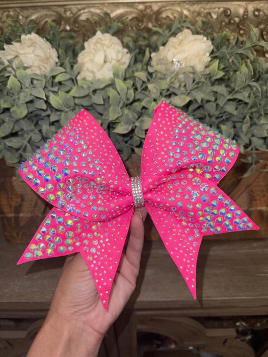 Waterfall Side Scatter Cheer Bow: Mega Extra 4 sized Rhinestones All-Star Competition Bow