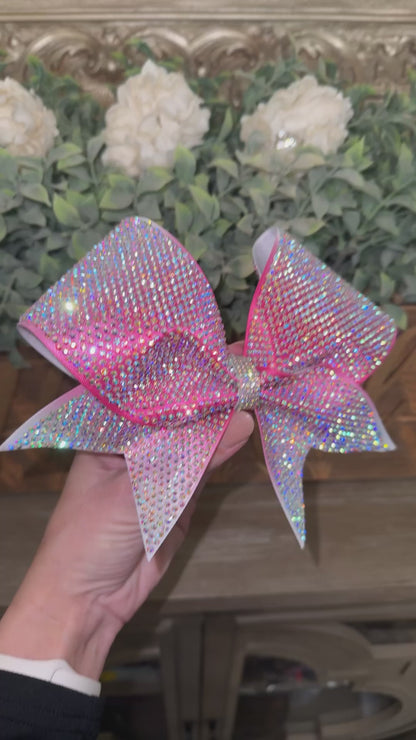 Full Bling Ombre Cheer Bow: 5K Individual SS10 Rhinestones, Competition All-Star Sparkle Bow